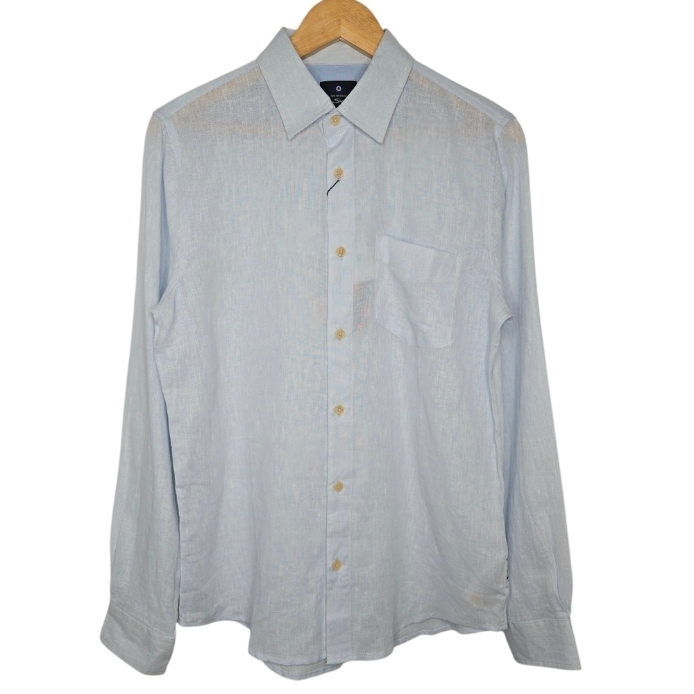 Ben Sherman Mens Modern Classic Fit Linen Blend Button Up Shirt Size Small